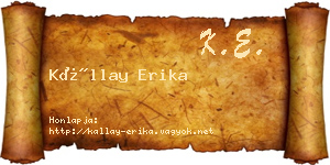 Kállay Erika névjegykártya